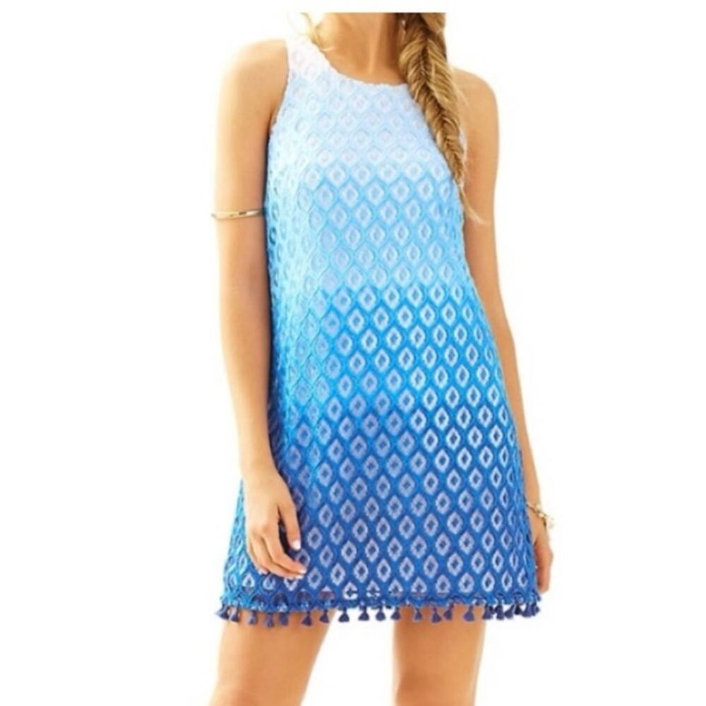 Lilly Pulitzer Blue Ombre Marquette Resort Shift Dress Medium